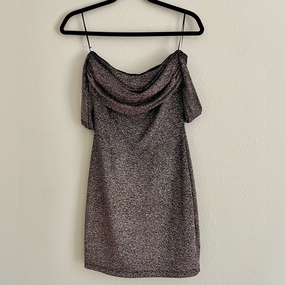 Glitter Off the Shoulder Mini Dress
